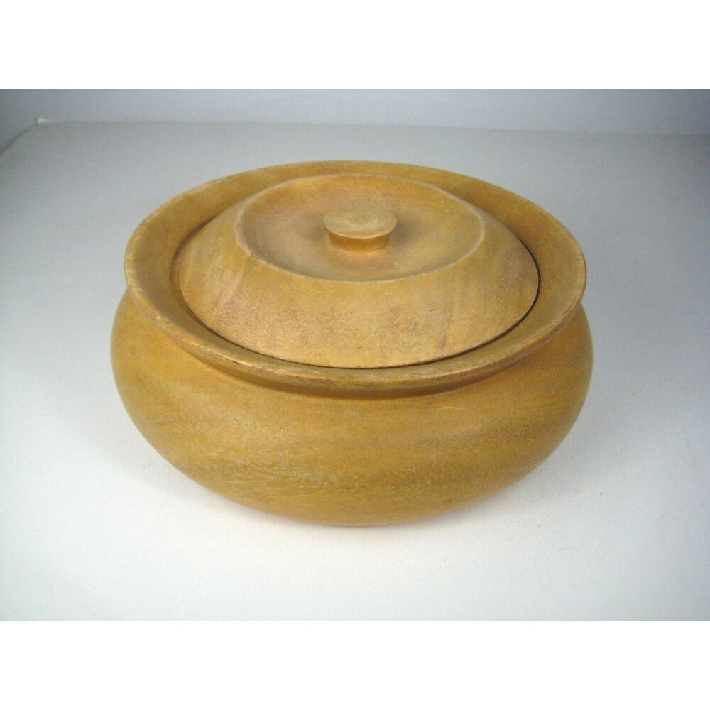 Hilo Hattie Handcrafted Round Wooden Lidded Bowl Trinket Décor Hawaiian WEAR